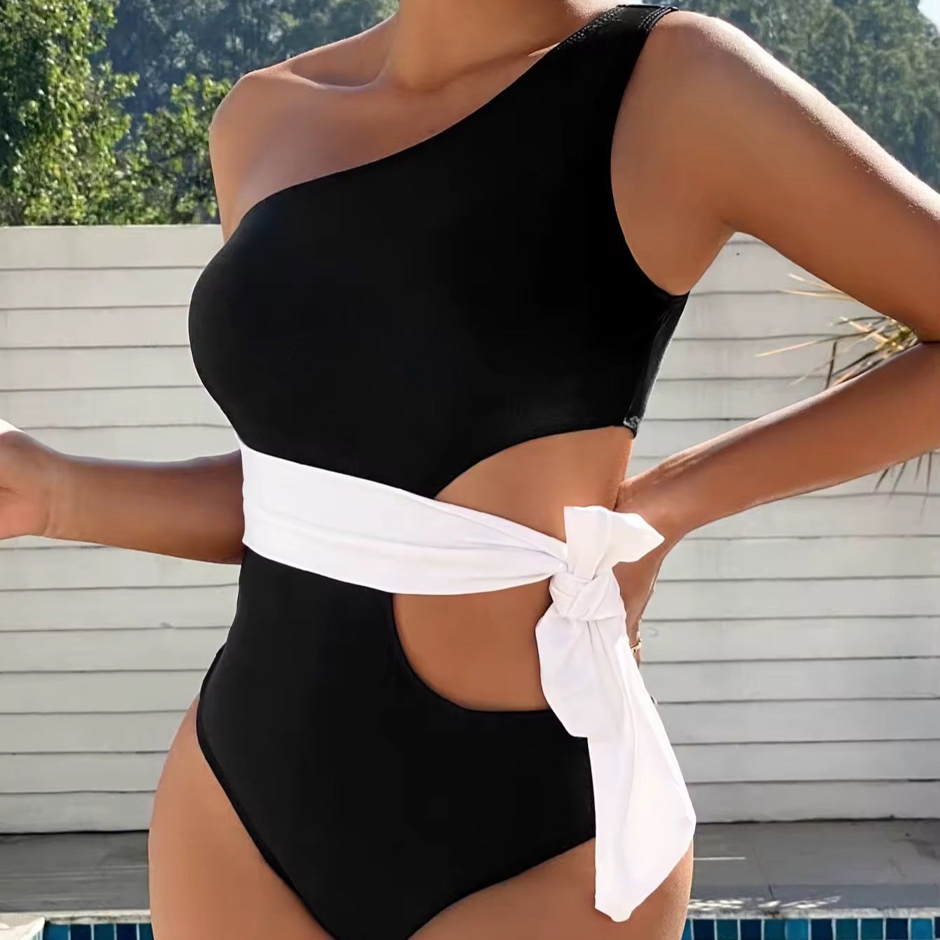 Kennie Black Monochrome Swimsuit