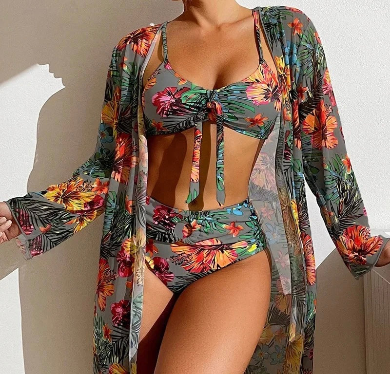 Gabriella Floral Print Bikini Set & Cover Up