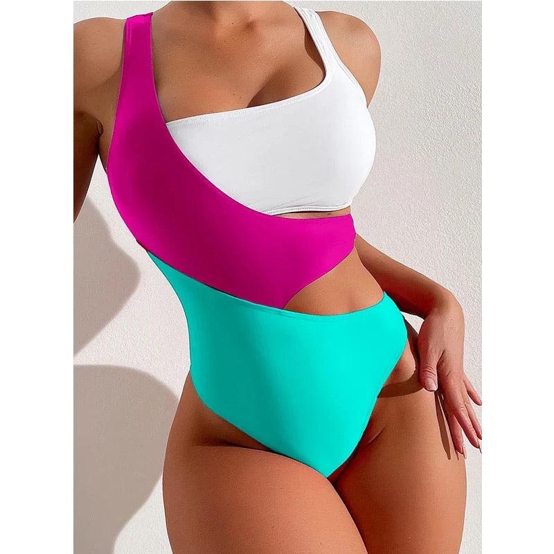 Elladora Cut Out Colour Block Swimsuit