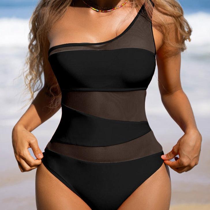 Amelia One Shoulder Elegant Mesh One Piece Swimsuit - Gisela Vecchi