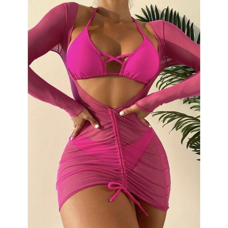 Phillipa 3 Piece Bikini Set & Mesh Cover Up - Gisela Vecchi