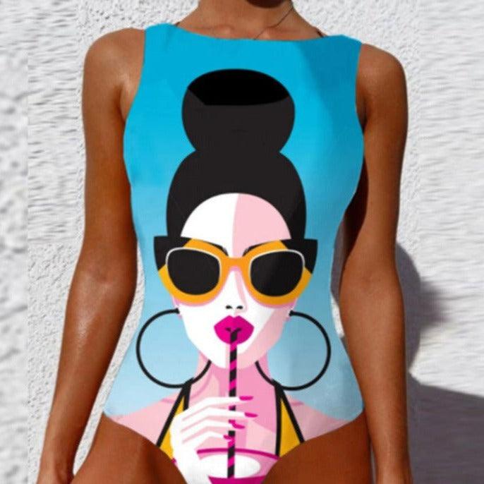 Sapphire Graphic Print One Piece Swimsuit - Gisela Vecchi