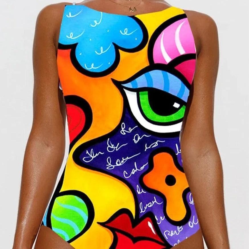 Sapphire Graphic Print One Piece Swimsuit - Gisela Vecchi